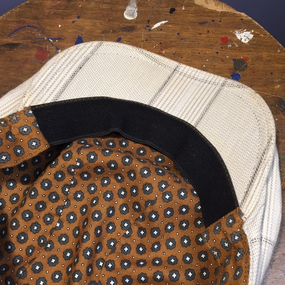 Cream brown Pinstripe newsboy flat cap duck bill style hat L/XL lightweight - Picture 8 of 9